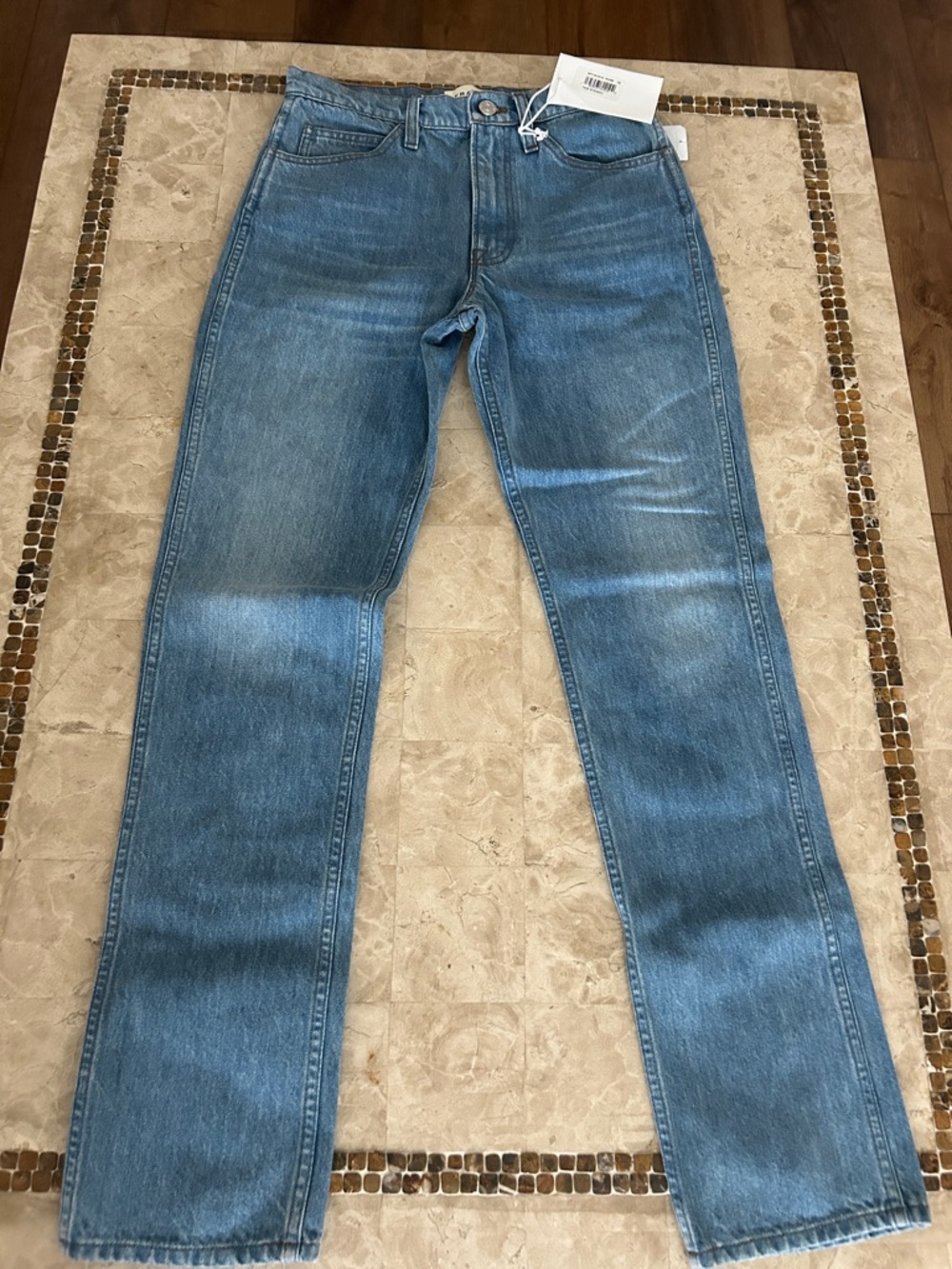 NWT Frame True Straight Riverwalk Solid Blue Cotton Jeans Womens Size 26